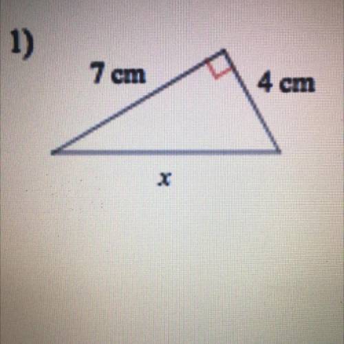 Find the missing side of each triangle. Leave your answers in simplest radical form.