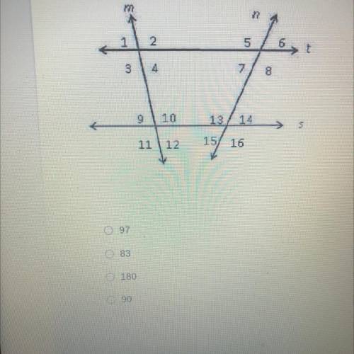 If angle 2 is 97 what is the measurement of angle 1