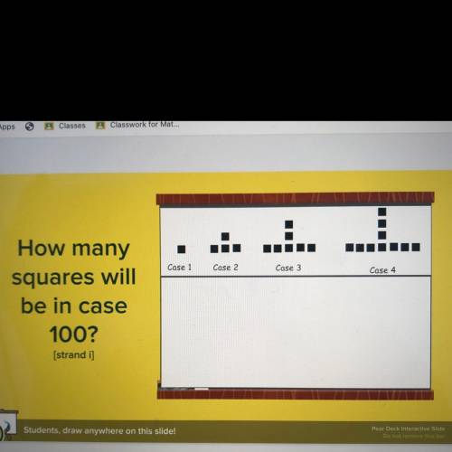 How many squares will be in case 100?