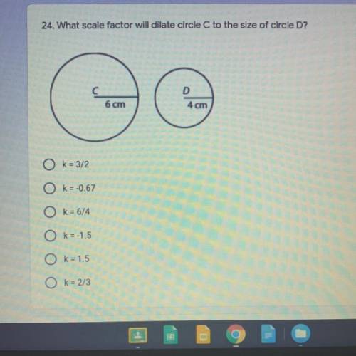 What scale factor will dilate circle see to the size of Circle D