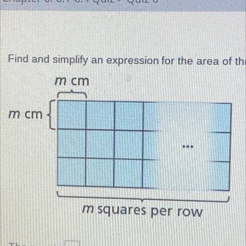 Find and simplify an expression for the area of three rows of m squares with side lengths of m cent