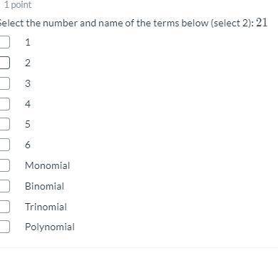 Select the number and name of the terms below (select 2): 2121