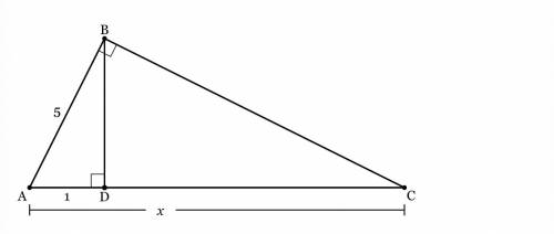 Given right triangle ABC with altitude BD is drawn to hypotenuse AC. If AB=5 and AD=1, what is the
