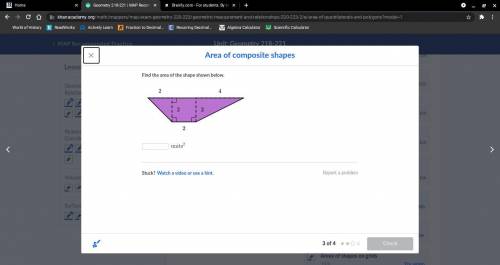 Find the area of the shape shown below. (In units squared)