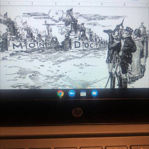 Monroe doctrine political cartoon that has ships running through . I need An explanation of what’s