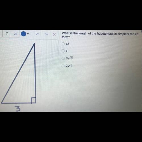 What is the length of the hypotenuse in simplest radical form?