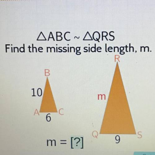 ABC ~ QRS find the missing side length