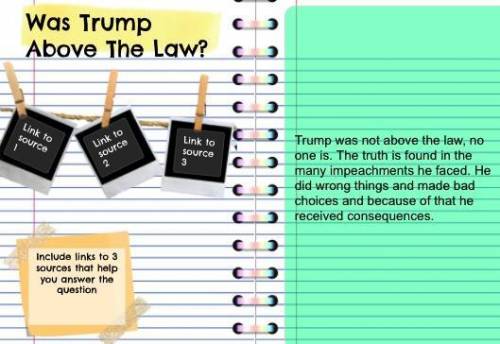 (civics) Was Trump above the law? Please provide proper answers, this is due tomorrow.

Please pro