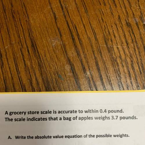 Write the absolute value equation of the possible weights