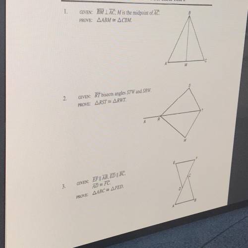 Can someone pleaseee help me with my geometry hw.

two column proofs! 
I need helppp fugkjfdgkkgcf