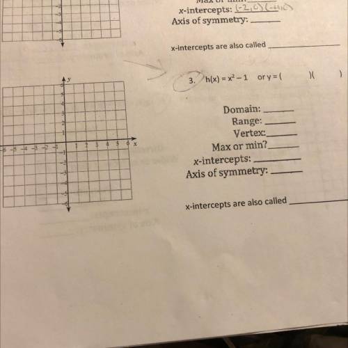 Need to know domain, range, vertex, max or min, y intercepts, axis of symmetry