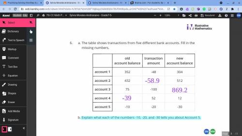.Explain what each of the numbers -10, -20, and -30 tells you about Account 5.