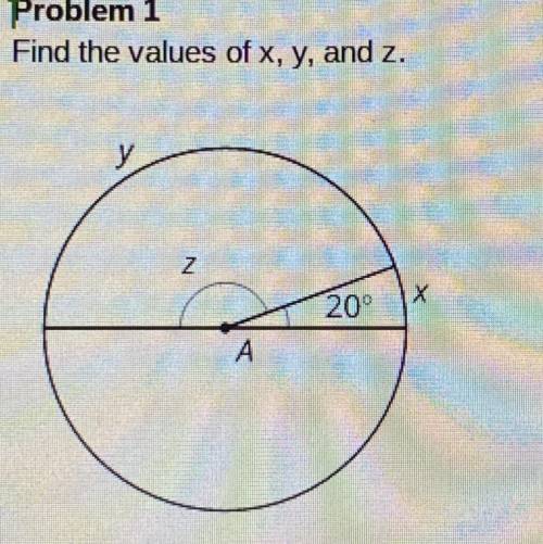 Find the values of x, y, and z.