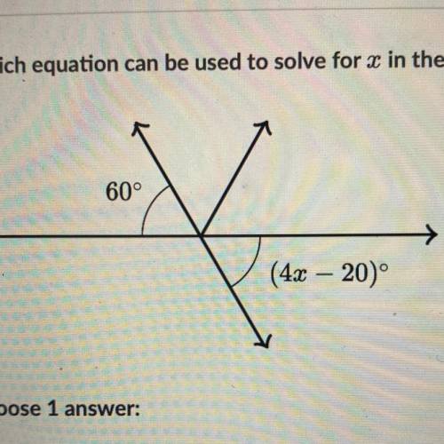 Which equation can be used to solve for x in the following diagram?