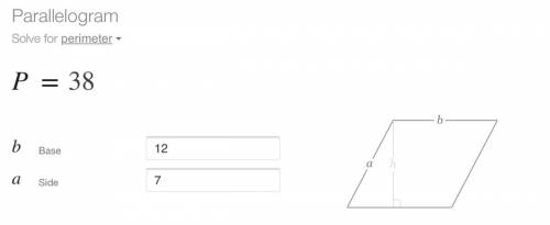 The perimeter of a parallelogram whose parallel sides have lengths equal to 12 cm and 7cm is: ​