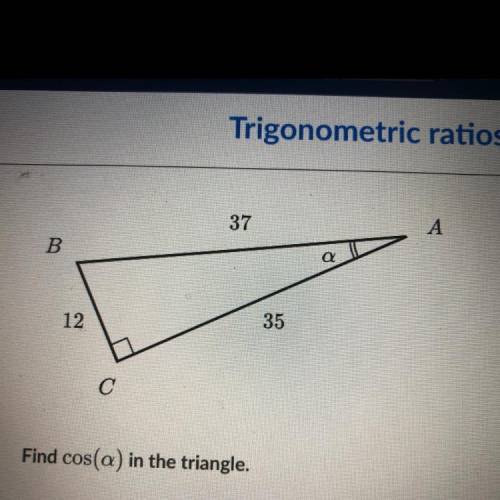 Find cos(a) in the triangle,