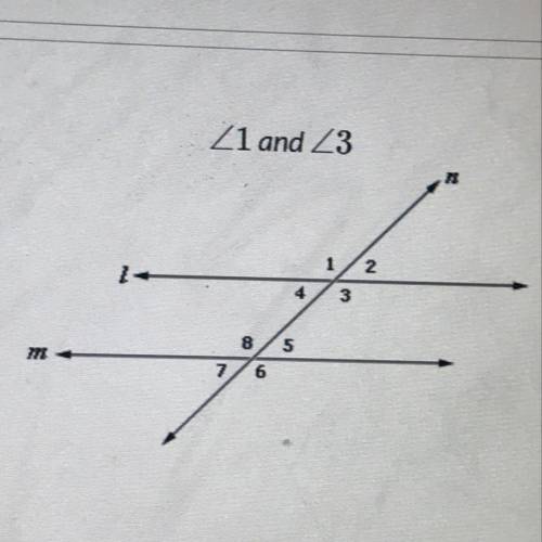 is this a alternate interior angle, corresponding angle, vertical angle, supplementary angle or lin
