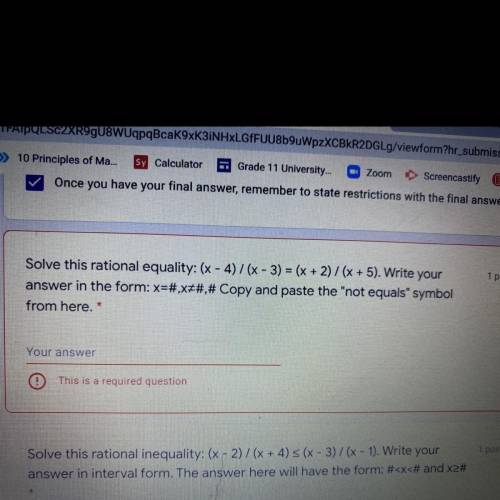 PLEASE ANSWER I’LL MAKE U BRAINLIST.

Solve this rational equality: (x - 4)/(x - 3) = (x + 2)/(x +