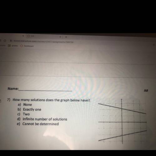 7) How many solutions does the graph below have?

 
a) None
b) Exactly one
c) Two
d) Infinite numbe