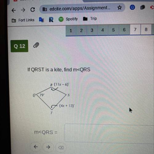 If QRST is a kite, find m
R (11x – 6)
O79
(4x + 13)
T