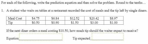 For each of the following, write the prediction equation and then solve the problem