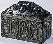 Look at this image and then answer, what is a reliquary? Question

4 options: 
A a container that