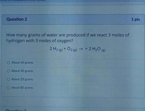 How many grams of water are produced if we react 3 moles of hydrogen with 3 moles of oxygen?

Abou