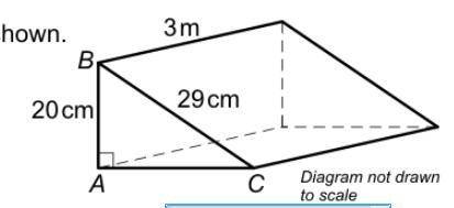 Angle of triangle ABC

a triangular prism of length3 metres is shown. AB=20cm, BC=29cm, angle BAC=