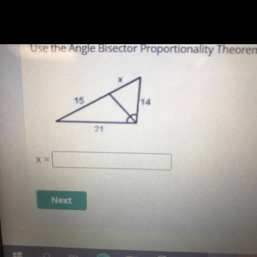 Use the Angle Bisector Proportionality Theorem to find the value of the missing variable,

14
I ne