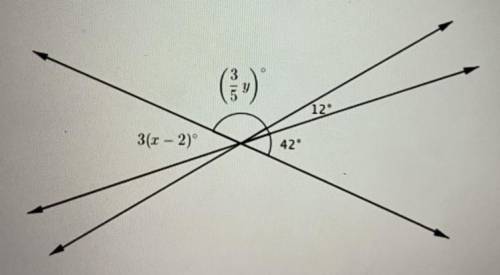 1. The three lines shown in the diagram below intersect at the same point. The measures of some of