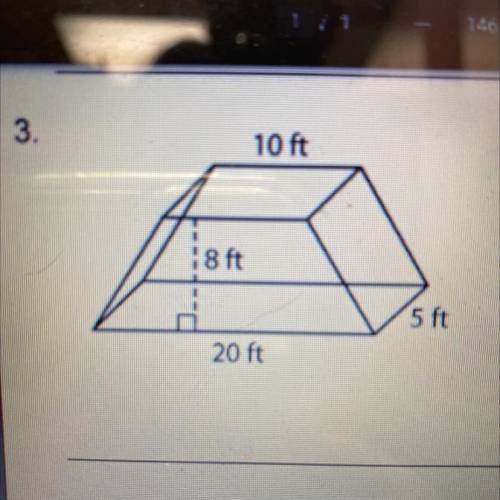 Find the volume
Of the shape