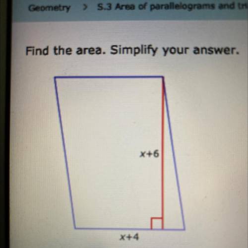 Find the area simplify your answer x+6 x+4