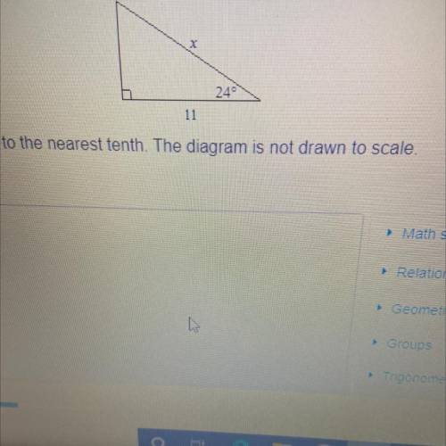 Find the value of x. Round to the nearest tenth. The diagram is not drawn to scale.