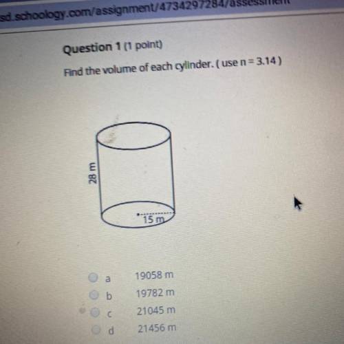 Find the volume of each cylinder. (use n = 3.14)