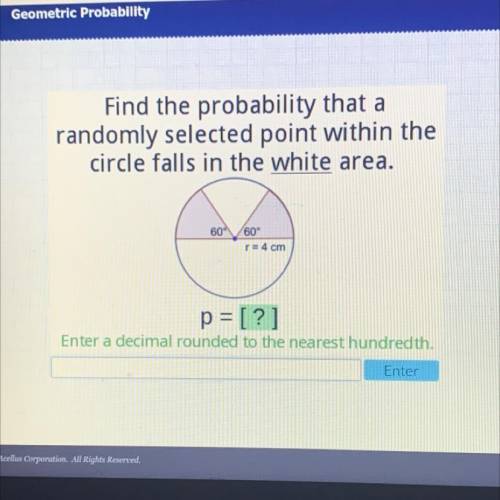 Find the probability that a randomly selected point within the circle falls in the white area