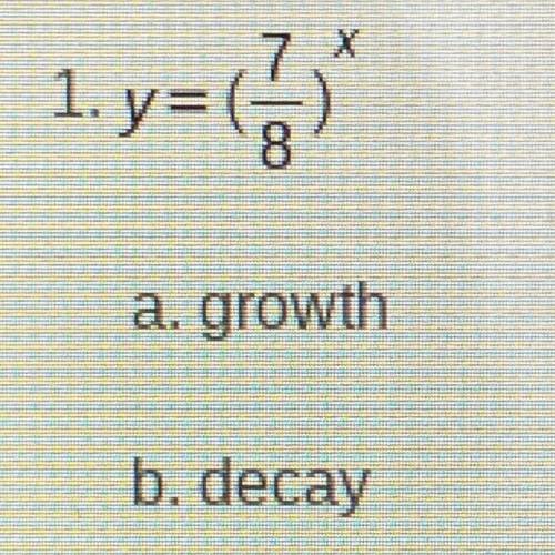 Choose the correct answer to classify each equation or situation below as exponential growth or dec
