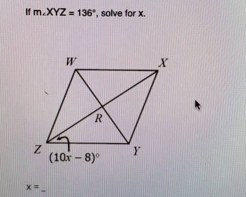 If you know grometry plzz helpIf m.XYZ = 136º, solve for x. (10x - 8)​