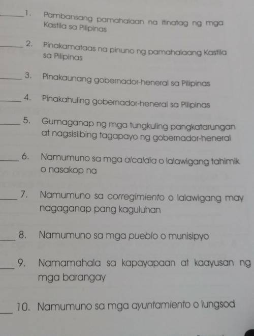 Isulat sa patlang ang mga tinutukoy ng mga sumusunod na paglalarawan.

pls tulong deadline bukas :