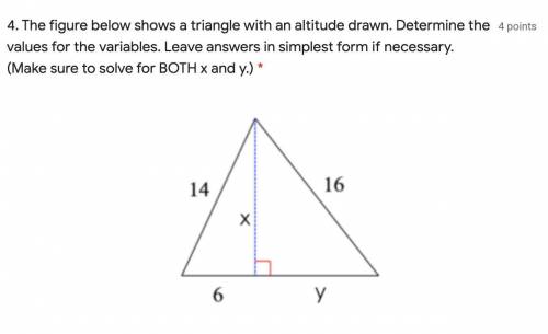 WILL MARK FIRST ANSWER BRANLIEST The figure below shows a triangle with an altitude drawn. Dete