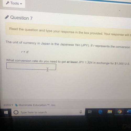 What conversion rate do you need to get at least JPY 1,324 in exchange for $1,000 U.S. dollars?