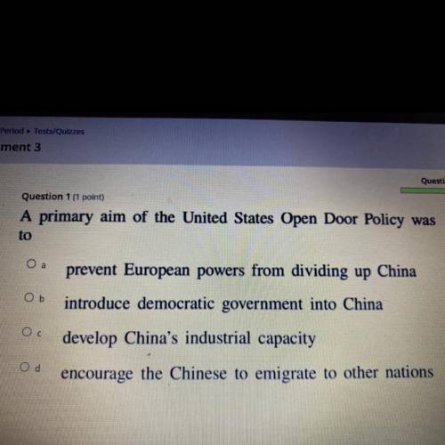 A primary aim of United States open door policy was to