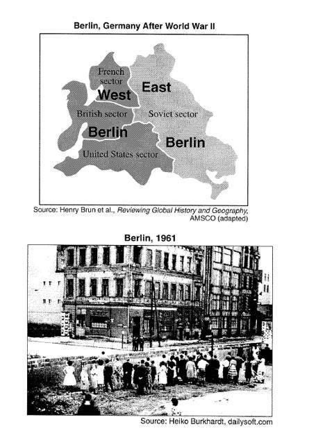 PLZ HELP

Based on this map and the Burkhardt photograph, state one way the Cold War affected the