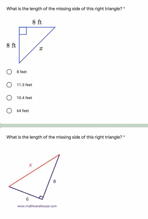 What are the missing sides of these two triangles?