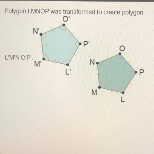 (GEOMETRY)

Polygon LMNOP was transformed to create polygon L’M’N’O’P’
Which angle corresponds to