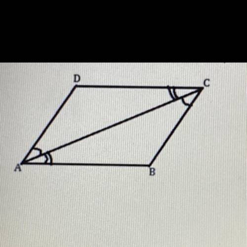 Please help me!! math problem

1) Create a flowchart to show that the quadrilateral ABCD is a para