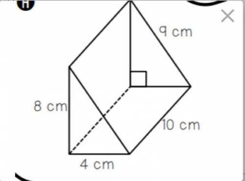 Find the volume of the attached picture (Triangular Prism)

Please show your work and explain how
