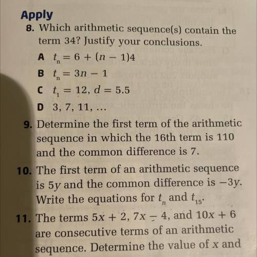 I need help with #10 in the photo.

It is a question on arithmetic sequences in pre-calculus math.