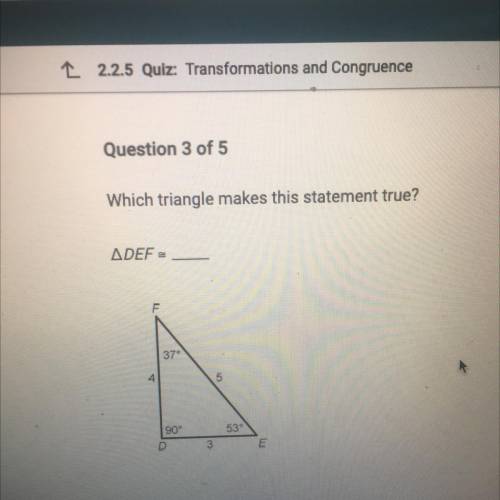 Which triangle makes this statement true?