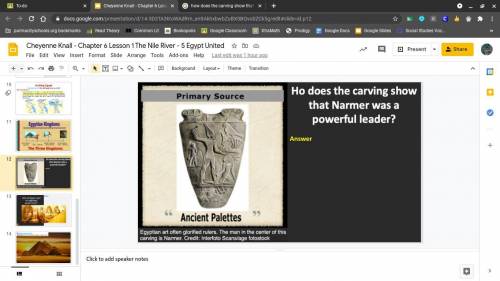 How does the carving show that narmer was a powerful leader
