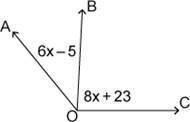 Find x in the given figure if m∠AOC = 130°.

Question 12 options:
A) 
8
B) 
10.5
C) 
14
D) 
–14